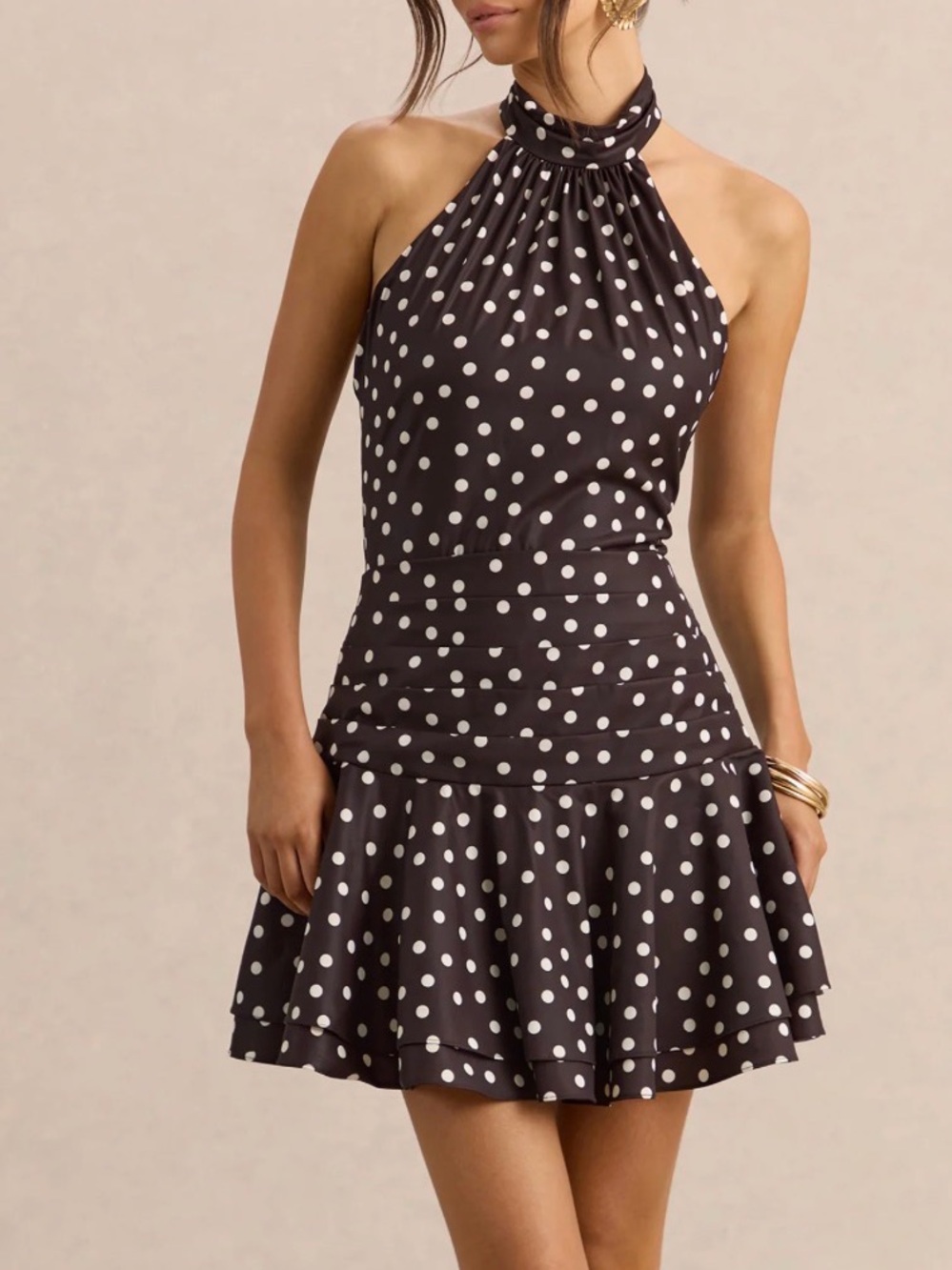Polka Dot Halter Neck Dress - Club L London